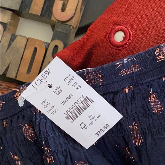 🆕J. CREW Bronze Metallic Dot on Navy Cotton Skirt - Picture 3 of 8